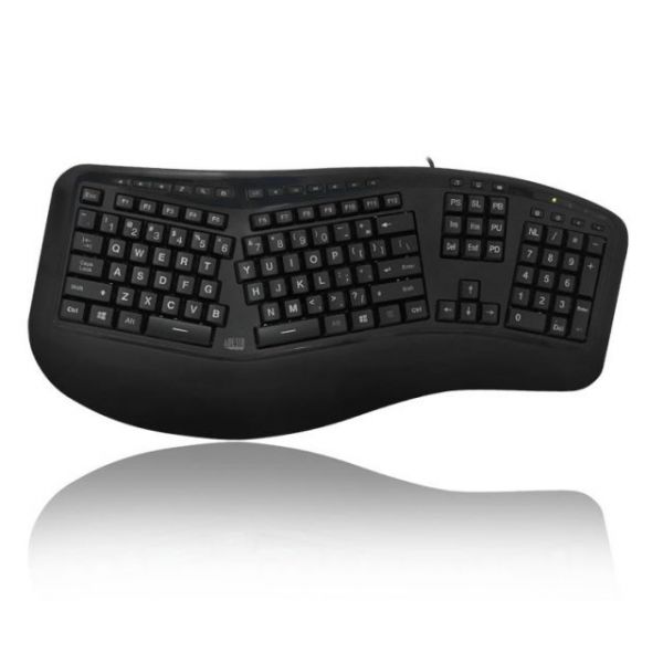 SYNX3958012 Adesso Tru-Form 150 - 3-Color Illuminated Ergonomic Keyboard