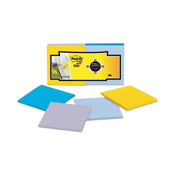 MMMF33012SSAL Post-it Notes Super Sticky Full Adhesive Notes, 3 x 3, Ruled, Assorted New York Colors, 25-Sheet, 12/Pack