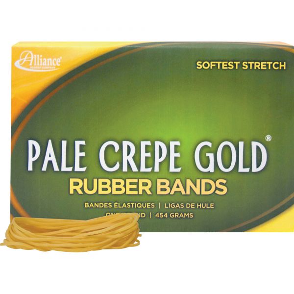 ALL20195 Alliance Pale Crepe Gold Rubber Bands, Sz. 19, 3-1/2 x 1/16, 1lb Box