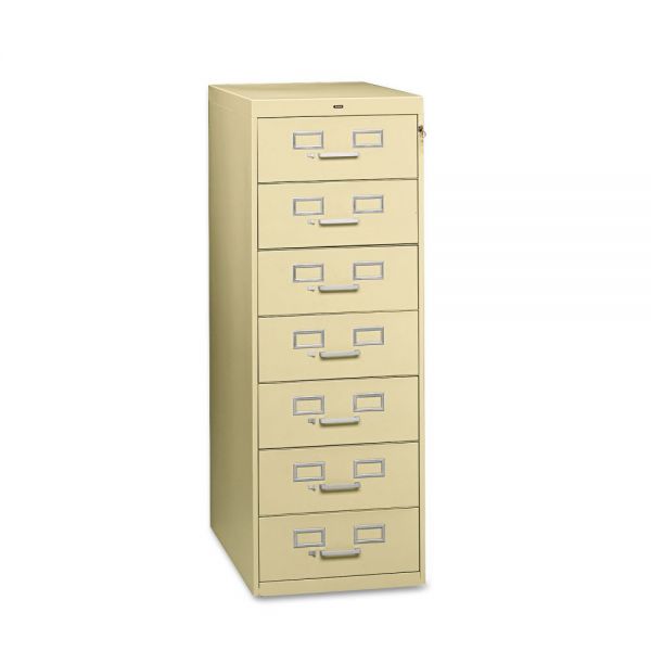 TNNCF758PY Tennsco Seven-Drawer Multimedia Cabinet For 5 x 8 Cards, 19-1/8w x 52h, Putty