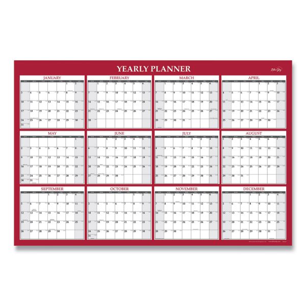Blue Sky Classic Red Laminated Erasable Wall Calendar Classic Red 