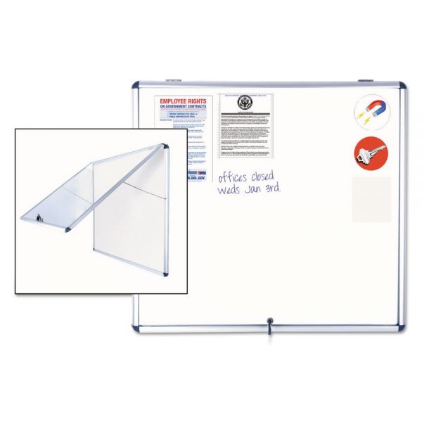 BVCVT380109150 MasterVision Slim-Line Enclosed Dry Erase Board, 47 x 38, Aluminum Case