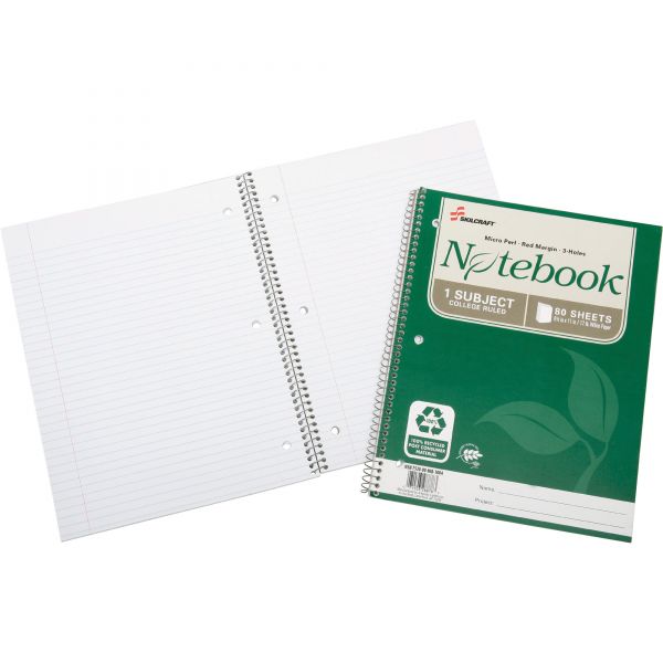 NSN6002028 SKILCRAFT Single - Subject Recycled Spiral Notebook - Letter