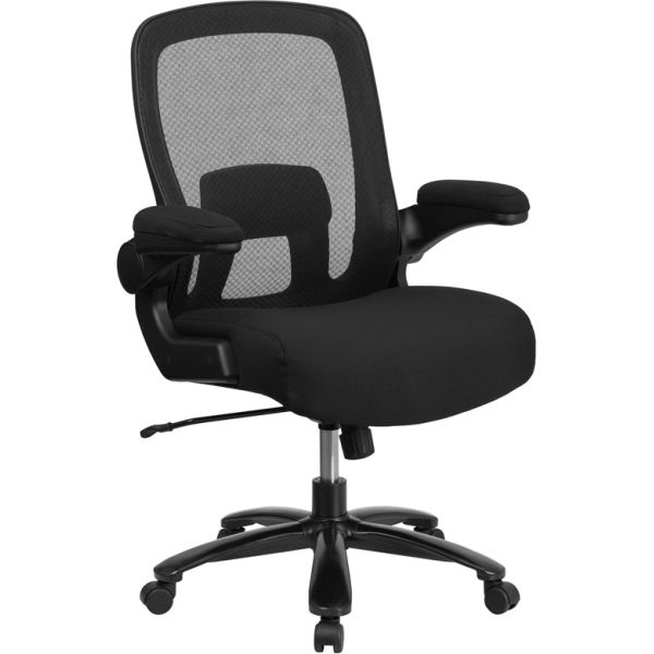 FHFBT20180GG Flash Furniture HERCULES Series Big & Tall Mesh Executive Swivel Chair with Adjustable Lumbar & Flip-Up Arms