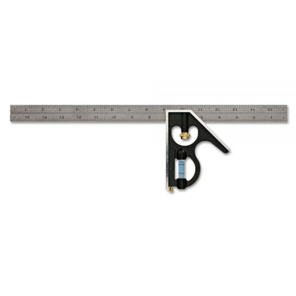 EMLE280 Empire True Blue Combination Square, 16" Blade, 1/16" Graduations, Steel/Black