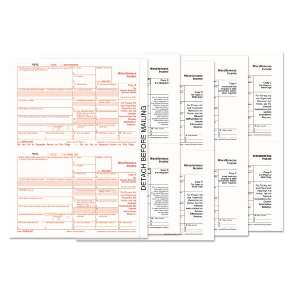 TOPS 1099-MISC Tax Forms, 5-Part, 5 1/2 x 8, Inkjet/Laser, 50 1099s &amp; 1 ...