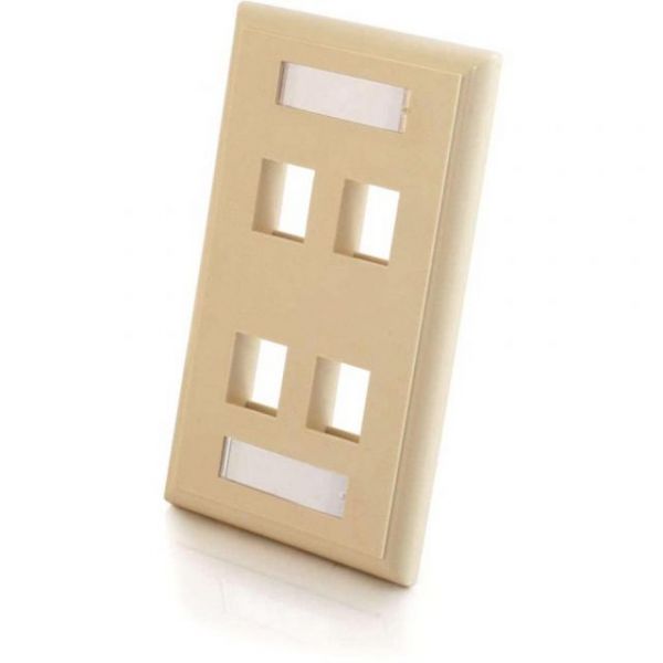 SYNX1772745 C2G 4-Port Single Gang Multimedia Keystone Wall Plate - Ivory