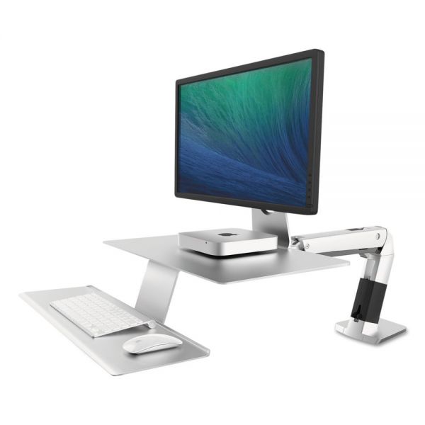 ERG24422227 Ergotron WorkFit-A Sit-Stand Workstation w/Suspended Keyboard, Apple iMac, Platinum