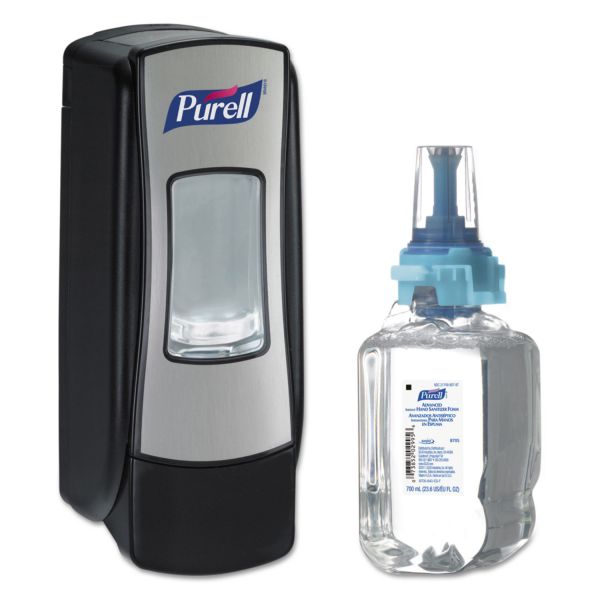GOJ8705D4 PURELL ADX-7 Advanced Instant Hand Sanitizer Kit, 700mL, Manual, Chrome/Black