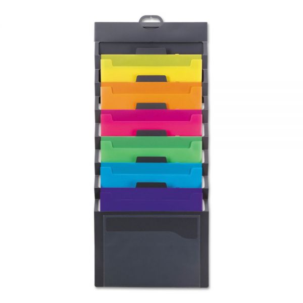 SMD92060 Smead Cascading Wall Organizer, 14 1/4 x 33, Letter, Gray with 6 Bright Color Pockets