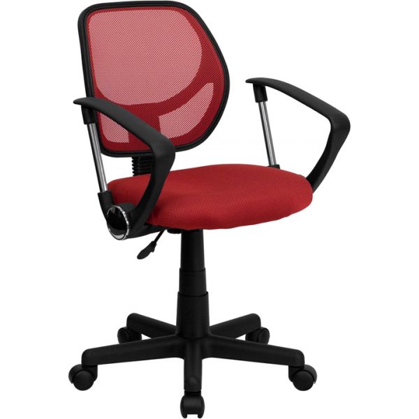 FHFWA3074RDAGG Flash Furniture Low Back Mesh Task Chair with Arms