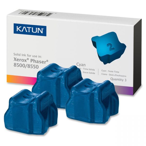 KAT37983 Katun KAT37983 Phaser 8500 Compatible, 108R00669 Solid Ink, 3000 Yld, 3/Box, Cyan