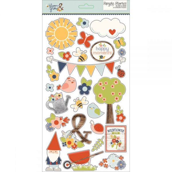 NOTM347730 Bloom & Grow Chipboard Stickers 6"X12"