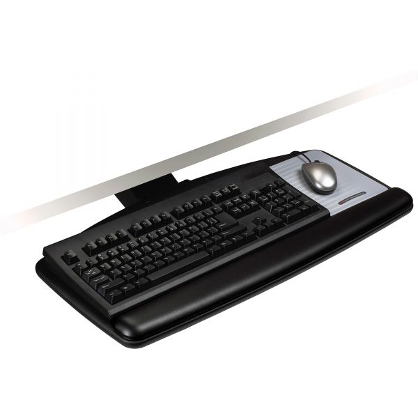MMMAKT70LE 3M Positive Locking Keyboard Tray, Standard Platform, 21 3/4" Track, Black