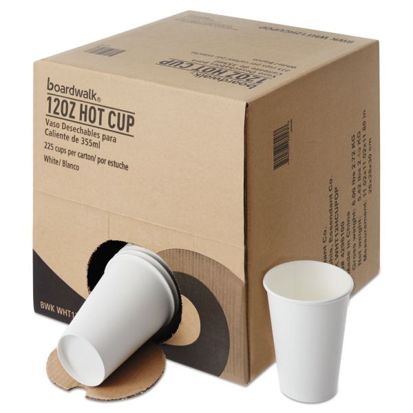 BWKWHT12HCUPOP Boardwalk Convenience Pack Paper Hot Cups, 12 oz, White, 225/Carton