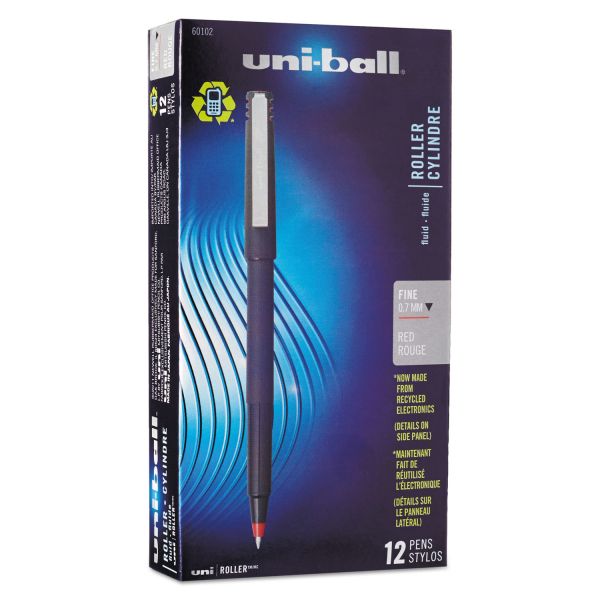 SAN60102 uni-ball Roller Ball Stick Dye-Based Pen, Red Ink, Fine, Dozen