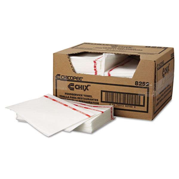 CHI8252 Chix Food Service Towels, 13 x 21, Cotton, White/Red, 150/Carton