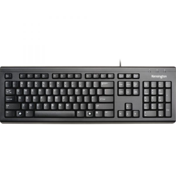 KMW64370 Kensington Keyboard for Life Slim Spill-Safe Keyboard, 104 Keys, Black