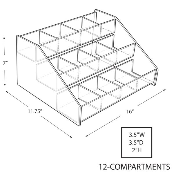 Azar Displays 3-Tier Shelf Step Display, 7"H x 16"W x 11-3/4"D, Clear ...