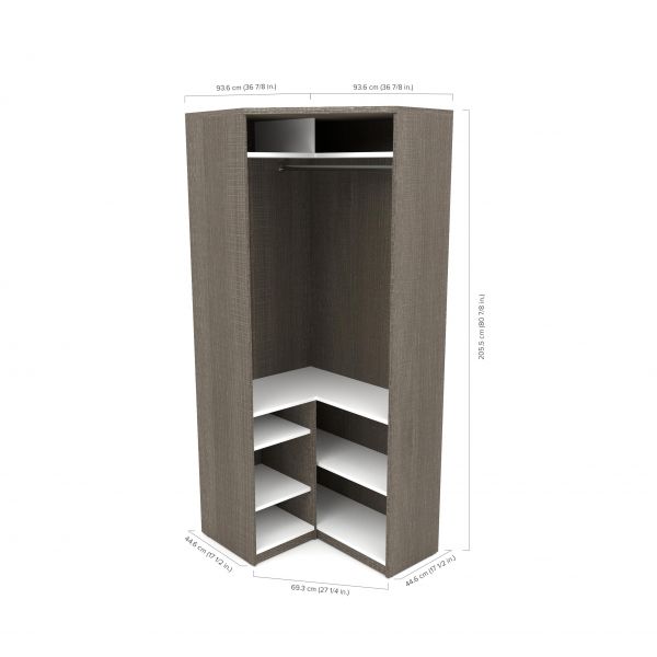 Bestar Cielo by Bestar Classic Corner Walk-In Closet in Bark Gray and ...