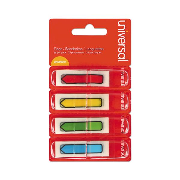 UNV99004 Universal Page Flags, Assorted Colors, 35 Flags/Dispenser, 4 Dispensers/Pack