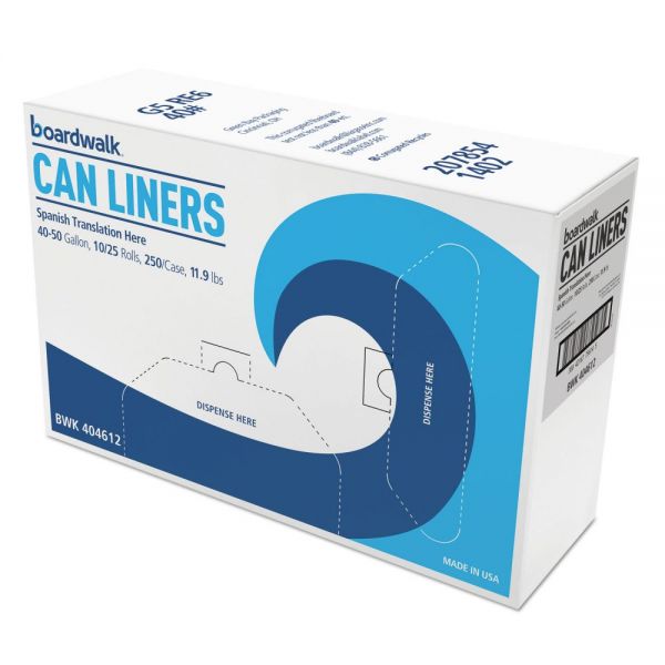 BWK404612 Boardwalk High-Density Can Liner, 40x46, 40- 45gal, 10mic, Natural, 25 Bags/RL, 10 RL/CT