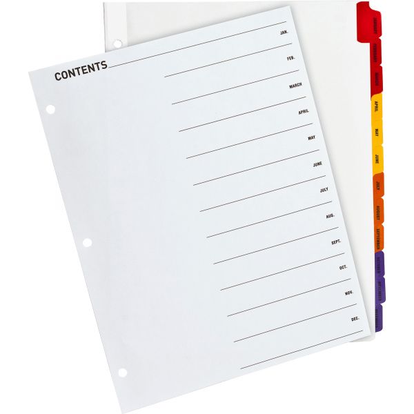 SPR21906 Sparco Quick Index 12-Tab Monthly Dividers With Table Of Contents Page