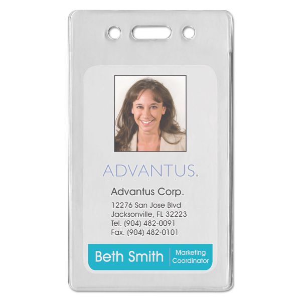 AVT75451 Advantus Proximity ID Badge Holder, Vertical, 2 3/8w x 3 3/8h, Clear, 50/Pack