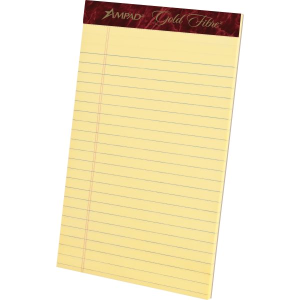 TOP20004 Ampad Gold Fibre Writing Pads, College/Medium, 5 x 8, Canary, 50 Sheets