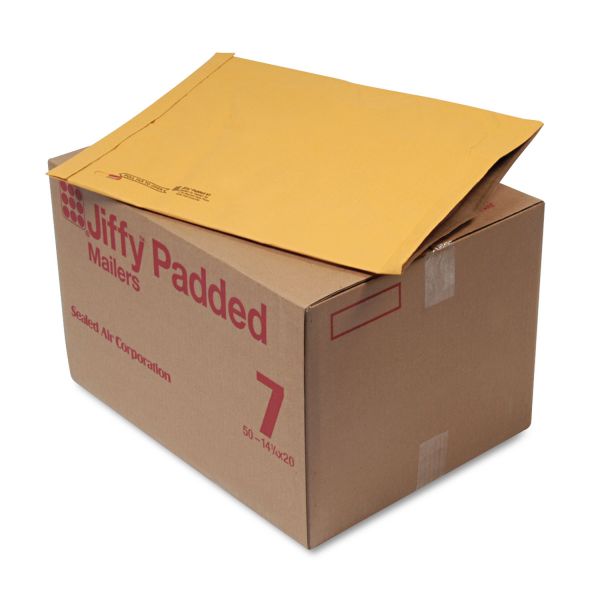 SEL64350 Sealed Air Jiffy Padded Mailer, #7, 14 1/4 x 20, Natural Kraft, 50/Carton