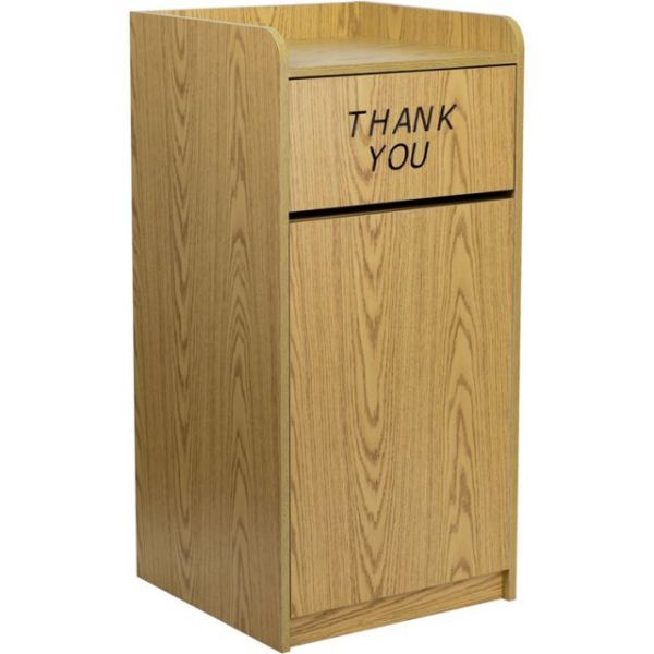 FHFMTM8520TRAOAKGG Flash Furniture Wood Tray Top 36 Gallon Trash Can