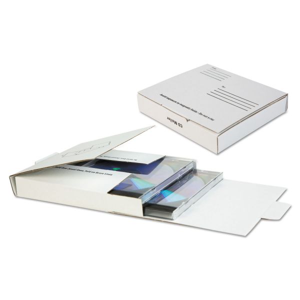 QUA64105 Quality Park Corrugated CD/DVD Mailer, 5 3/4 x 5 3/4, White, Recycled