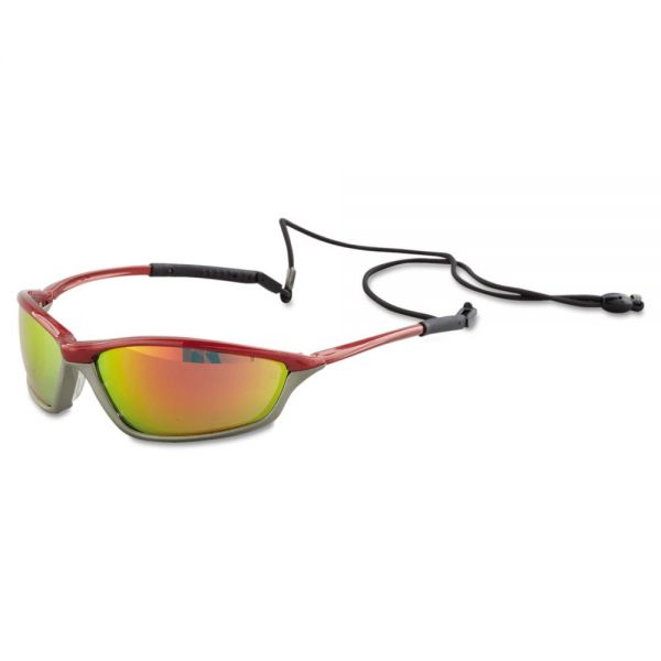 CRWSH14R MCR Safety Shock Protective Eyewear, Crimson and Stone, Fire-Mirror