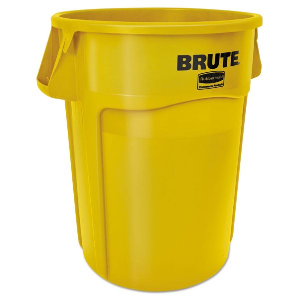 RCP2655YELCT Rubbermaid Commercial Round Brute Container, Plastic, 55 gal, Yellow, 3/Carton