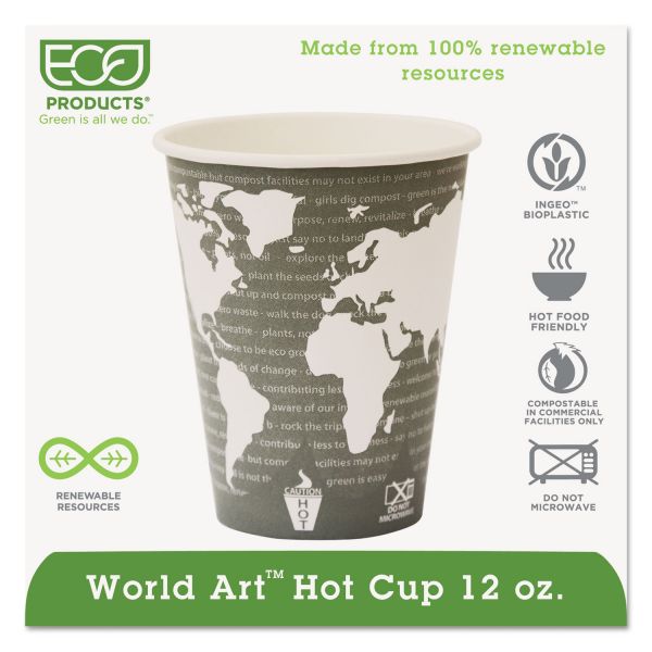 ECOEPBHC12WA Eco-Products World Art Renewable Compostable Hot Cups, 12 oz., 50/PK, 20 PK/CT