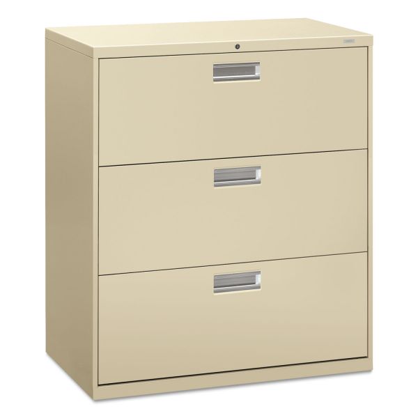 HON683LL HON 600 Series Three-Drawer Lateral File, 36w x 19-1/4d, Putty
