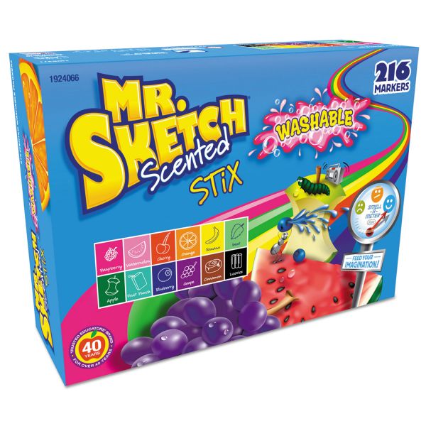 SAN1924066 Mr. Sketch Washable Markers, Stix, Assorted Colors, 216/Set