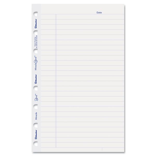 REDAFR6050R Blueline MiracleBind Ruled Paper Refill Sheets, 8 x 5, White, 50 Sheets/Pack
