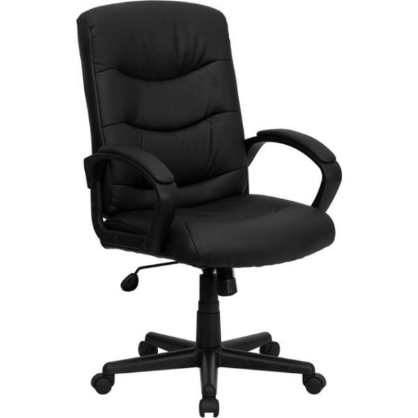 FHFGO9771BKLEAGG Flash Furniture Mid-Back Leather Office Chair