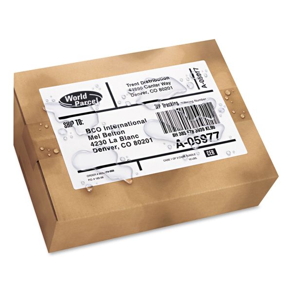 AVE5526 Avery WeatherProof Shipping Labels w/TrueBlock, Laser, White, 5 1/2 x 8 1/2, 100/Pack