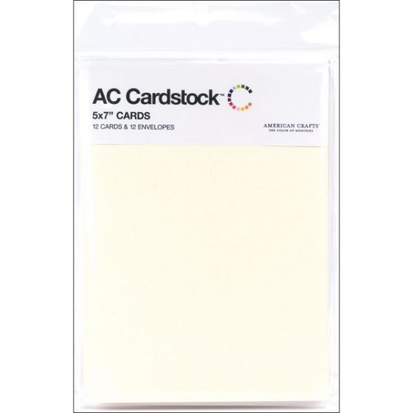 NOTM222140 American Crafts A7 Cards & Envelopes (5.25"X7.25") 12/Pkg