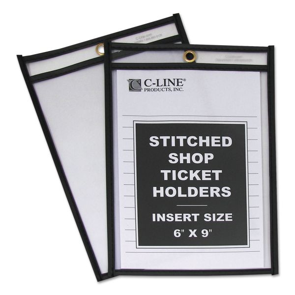 CLI46069 C-Line Shop Ticket Holders, Stitched, Both Sides Clear, 50 Sheets, 6 x 9, 25/BX