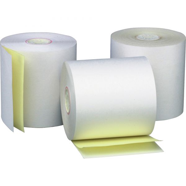 PMC08789 PM Company Two Ply Receipt Rolls, 2 3/4" x 90 ft, White/Canary, 50/Carton
