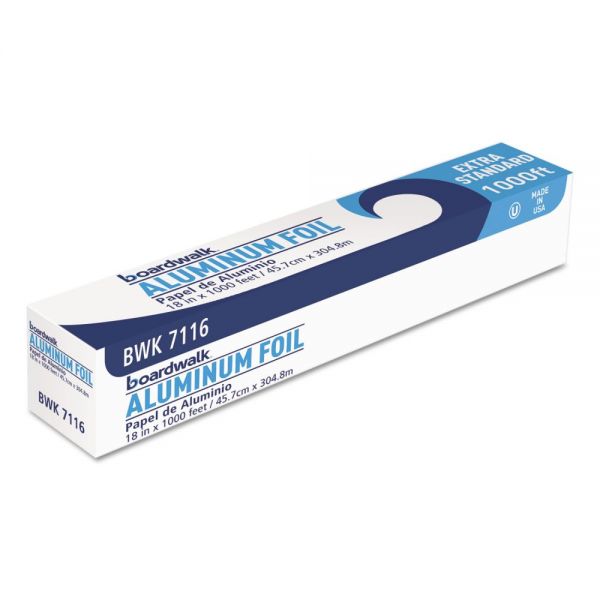 BWK7116 Boardwalk Premium Quality Aluminum Foil Roll, 18" x 1000 ft, 16 Micron Thickness, Silver