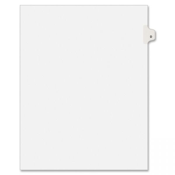 AVE82166 Avery Allstate-Style Legal Exhibit Side Tab Divider, Title: D, Letter, White, 25/Pack
