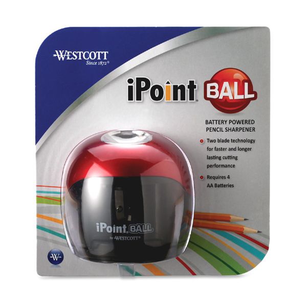 ACM15570 Westcott iPoint Ball Battery Sharpener, Red/Black, 3w x 3d x 3 1/3h