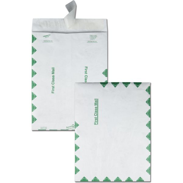 QUAR1530 Survivor Tyvek USPS First Class Mailer, 9 1/2 x 12 1/2, White, 100/Box