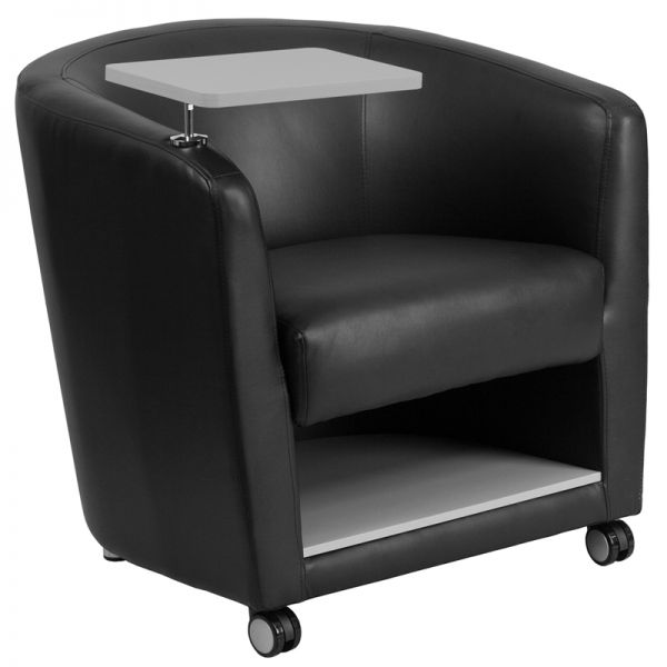 FHFBT8220BKCSGG Flash Furniture Black Leather Guest Chair With Tablet Arm