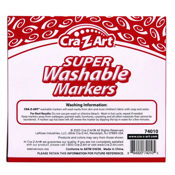 Cra-Z-Art Super Washable Markers, Broad Bullet Tip, Assorted