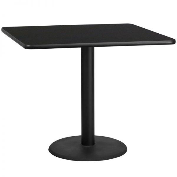FHFXUBLKTB4242TR24GG Flash Furniture 42'' Square Black Laminate Table Top with 24'' Round Table Height Base